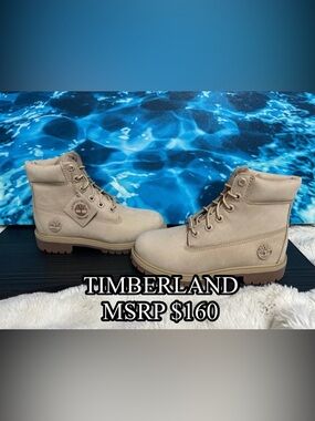 👟Timberland 6 Inch Premium Boots Beige Nubuck A62XB Womens 3.5